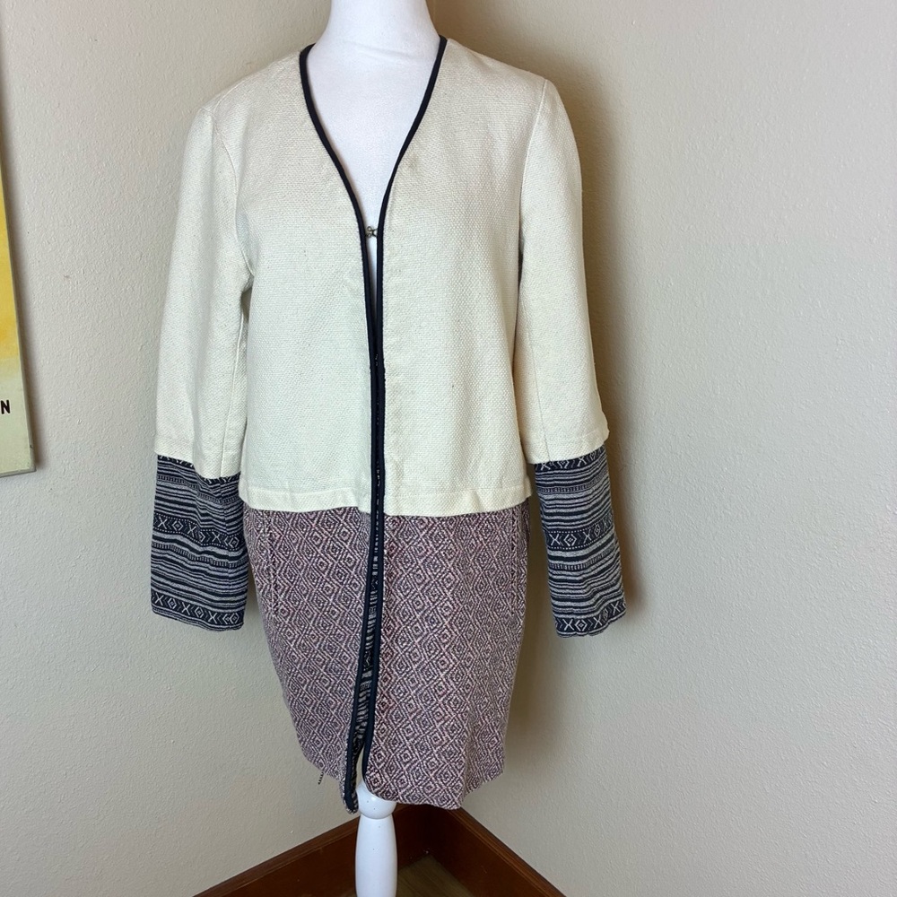 109%cotton Women M Jacket Long Lined Boho Geometric Morocco boho lagonlook